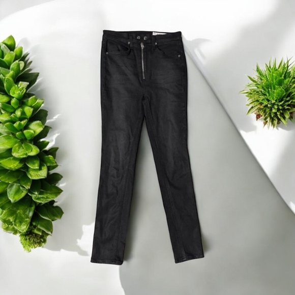 Rag & Bone amazing shape glitter coated dash stretchy charcoal black jeans - Picture 1 of 8